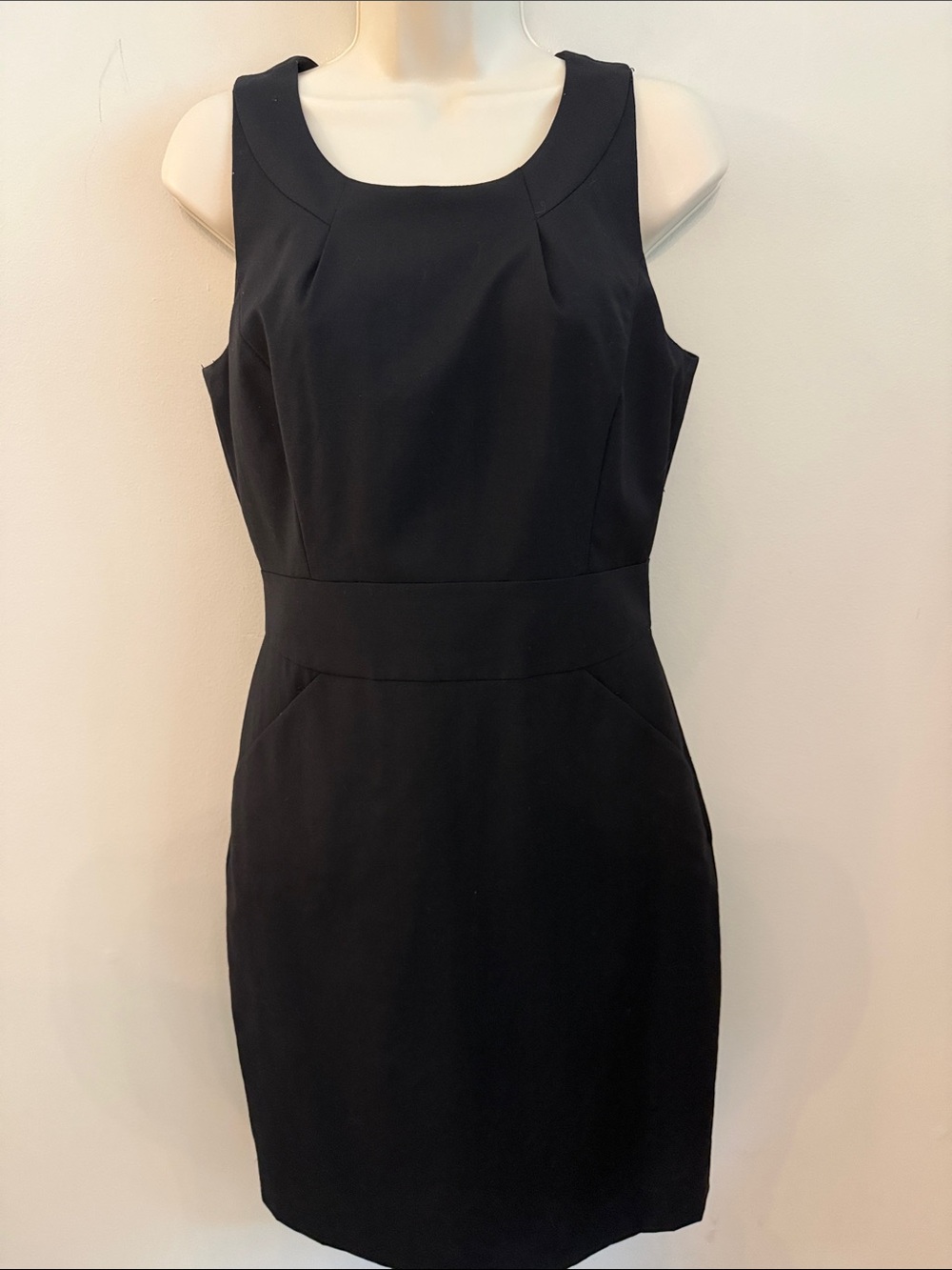 J. Crew Classic Black Sleeveless Midi Dress with Defined Waist 100% Wool Size 4